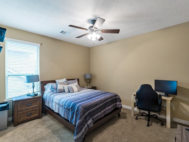 3314 Flint Valley Ln, Katy, TX 77494 - bedroom featuring light colored carpet, ceiling fan, and a desk