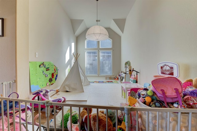 2407 Lost Bridge Ln, Pearland, TX 77584 - rec room featuring high vaulted ceiling