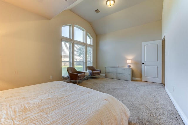 2407 Lost Bridge Ln, Pearland, TX 77584 - bedroom with carpet flooring and high vaulted ceiling