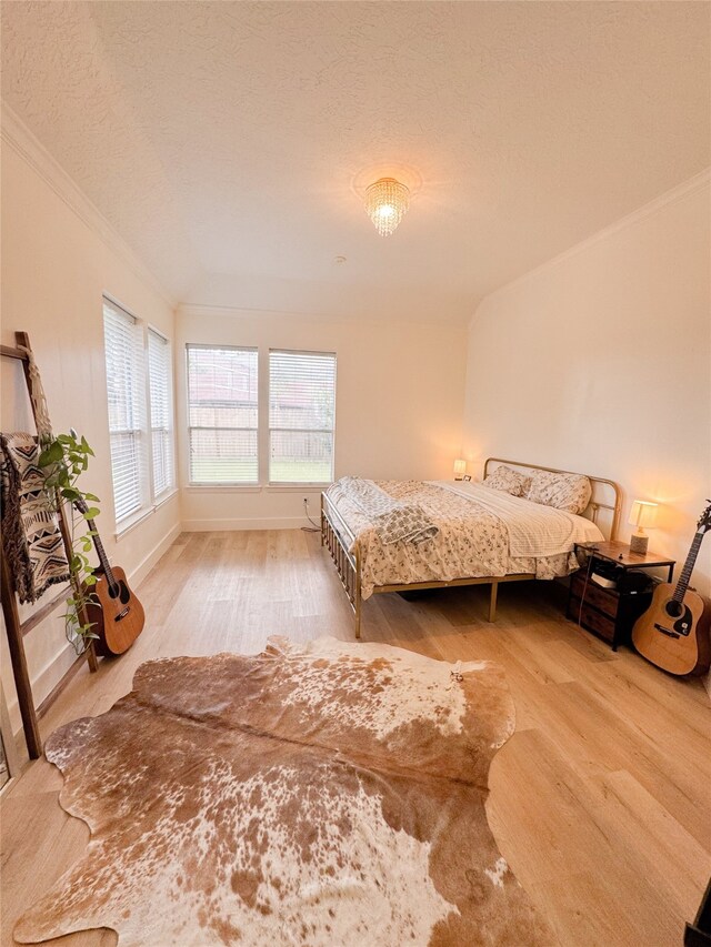 2415 Jasmine Ridge Ct, Houston, TX 77062 - bedroom featuring wood finished floors, ornamental molding, and a textured ceiling