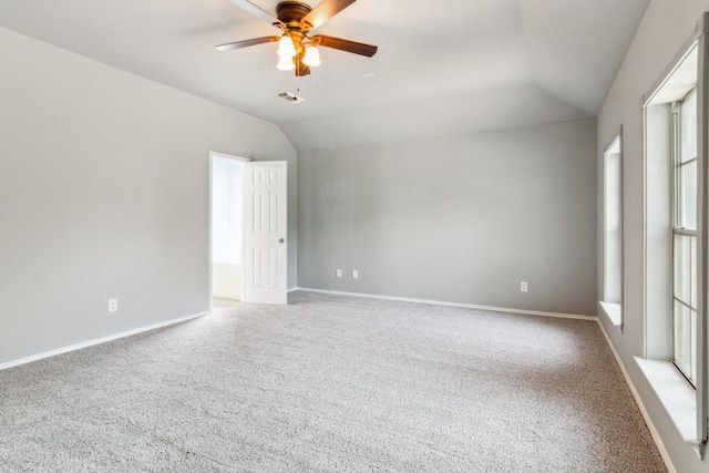 5911 Drenner Park Ln, Houston, TX 77086 - empty room with lofted ceiling, carpet, and ceiling fan