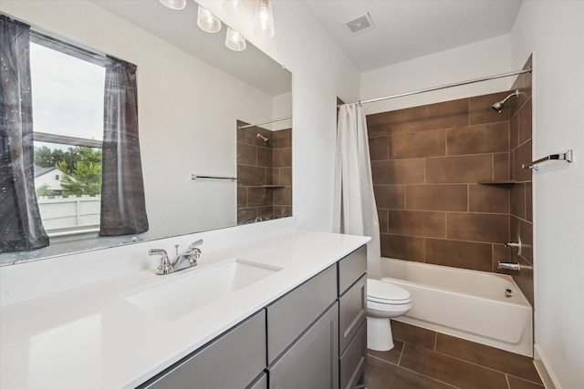 17471 Bayflower, Conroe, TX 77385 - bathroom with vanity, shower / tub combo, and tile patterned floors