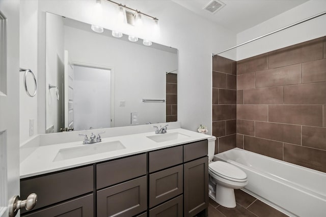 17471 Bayflower, Conroe, TX 77385 - bathroom with double vanity, tile patterned flooring, and shower / bathtub combination