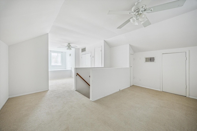 2127 Milford St, Houston, TX 77098 - additional living space featuring carpet flooring, ceiling fan, and vaulted ceiling