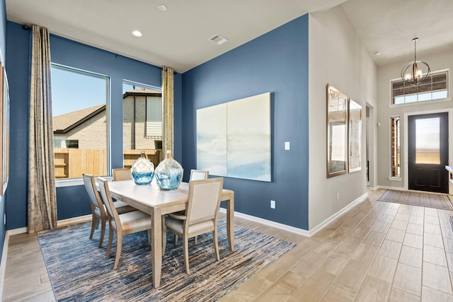 2234 Elm Rdg, Tomball, TX 77375 - dining space featuring a chandelier, wood finished floors, and recessed lighting