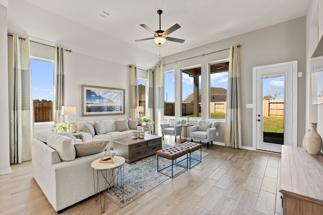 2234 Elm Rdg, Tomball, TX 77375 - living room with ceiling fan and light wood-style floors