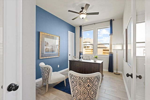 2234 Elm Rdg, Tomball, TX 77375 - office featuring ceiling fan and baseboards