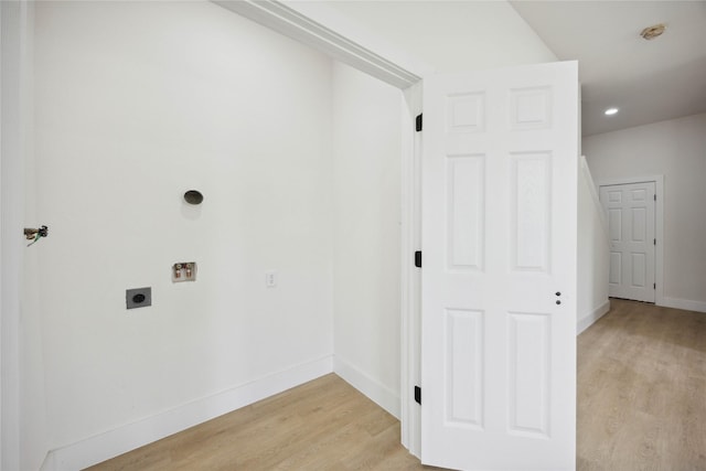 3210 Retta St A-B, Unit A-B Houston, TX 77026 - laundry room with hookup for an electric dryer, light wood-style floors, hookup for a washing machine, and recessed lighting