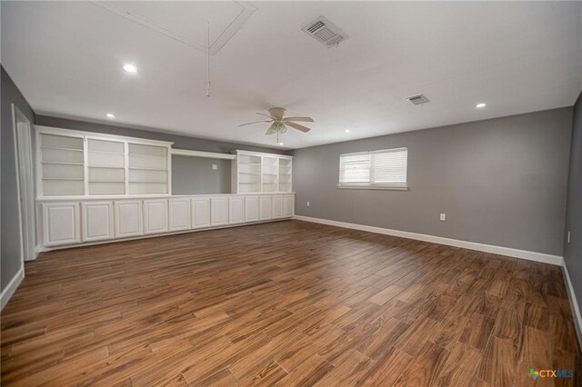 248 Park Rd, Port Lavaca, TX 77979 - unfurnished room featuring attic access, recessed lighting, ceiling fan, and wood finished floors