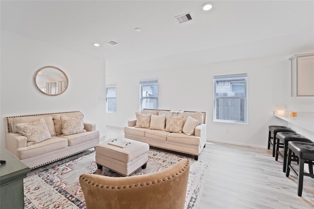 18471 Running Shadow Ct, Hockley, TX 77447 - living room with plenty of natural light, light wood-type flooring, and recessed lighting