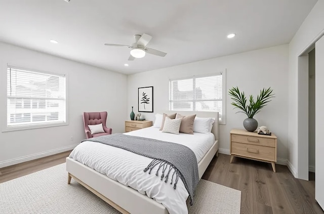 52 Oyster Creek Ct, Lake Jackson, TX 77566 - bedroom with wood finished floors, recessed lighting, and ceiling fan