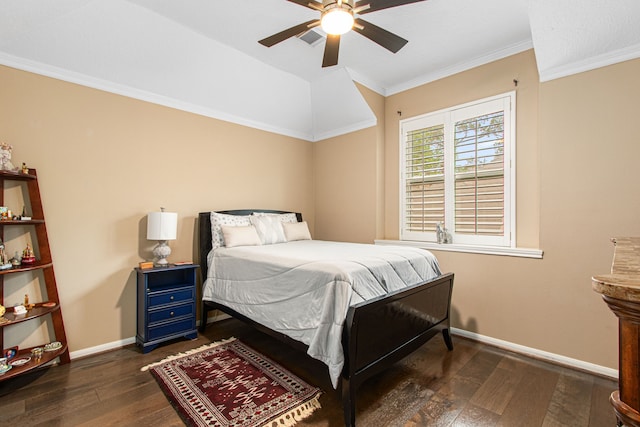 8706 Ashridge Park Dr, Spring, TX 77379 - bedroom with dark wood finished floors, ornamental molding, and a ceiling fan