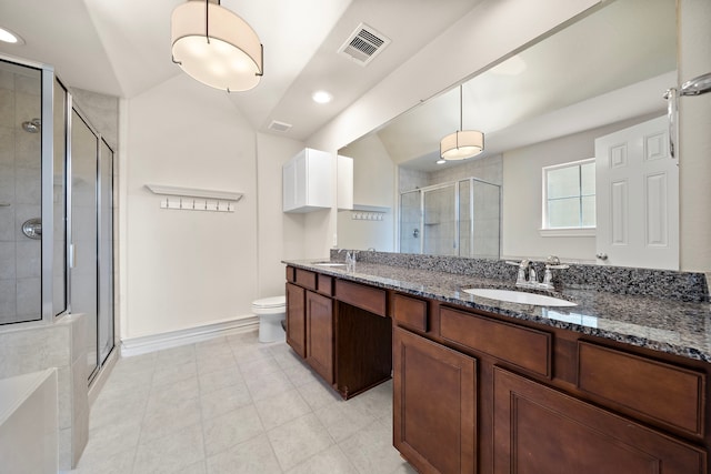 878 Fisher St, Houston, TX 77018 - bathroom featuring a stall shower, double vanity, tile patterned flooring, recessed lighting, and a tub to relax in