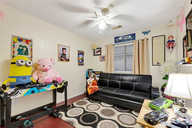 394 Sherandoe Ln, Alvin, TX 77511 - living room with wood finished floors and ceiling fan