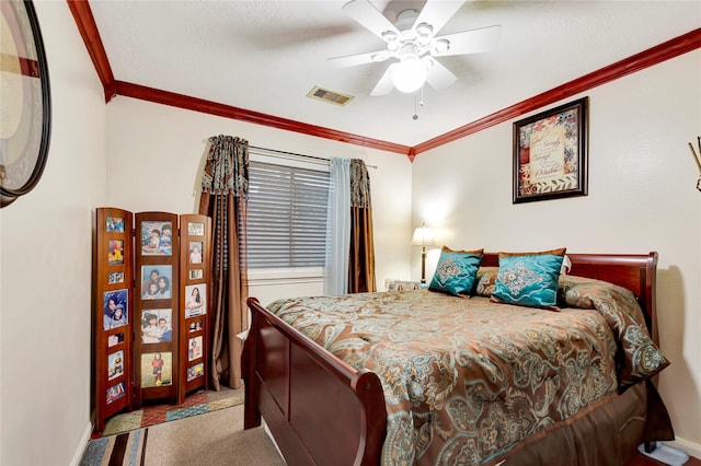 394 Sherandoe Ln, Alvin, TX 77511 - carpeted bedroom featuring ornamental molding and a ceiling fan