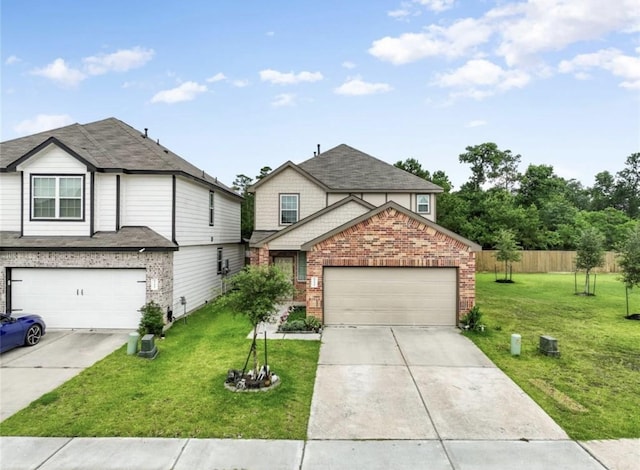 17531 Cuthbert St, Humble, TX 77346 - view of front of house featuring a garage, brick siding, concrete driveway, and roof with shingles