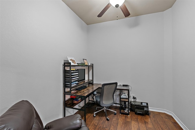 4202 Carnes Ct S, College Station, TX 77845 - office featuring ceiling fan and hardwood / wood-style floors