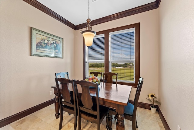 2830 Airport Rd, Brenham, TX 77833 - dining room with ornamental molding and light tile patterned flooring