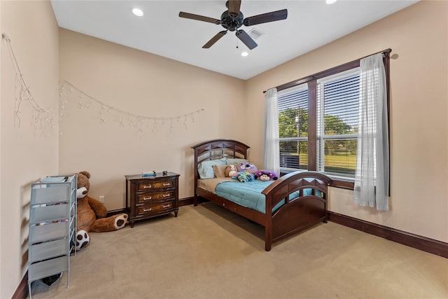 2830 Airport Rd, Brenham, TX 77833 - bedroom with carpet flooring, recessed lighting, and ceiling fan