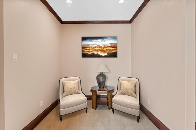 2830 Airport Rd, Brenham, TX 77833 - living area with ornamental molding, light carpet, and recessed lighting