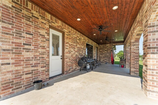 2830 Airport Rd, Brenham, TX 77833 - view of patio / terrace with a ceiling fan and a grill
