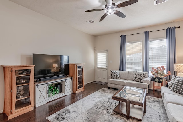2954 Smokey Forest Ln, Spring, TX 77386 - living room featuring ceiling fan and wood finished floors