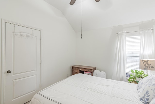 2954 Smokey Forest Ln, Spring, TX 77386 - bedroom with vaulted ceiling and a ceiling fan