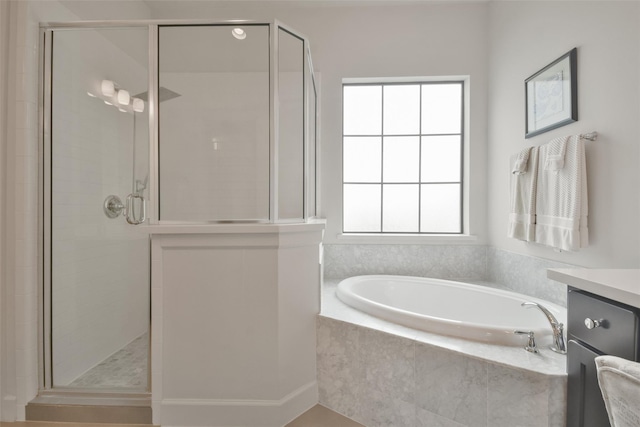 3937 Law St, Houston, TX 77005 - full bathroom featuring a bath, vanity, and a shower stall
