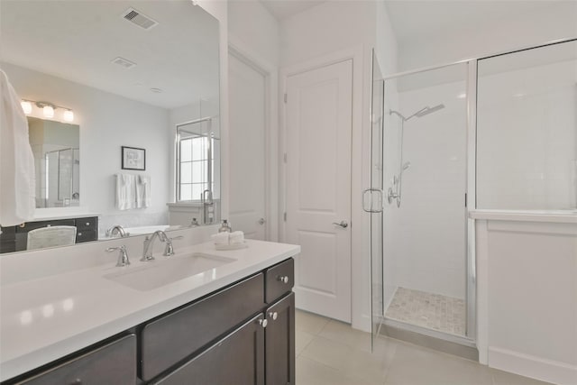 3937 Law St, Houston, TX 77005 - full bath with vanity, a stall shower, and tile patterned floors