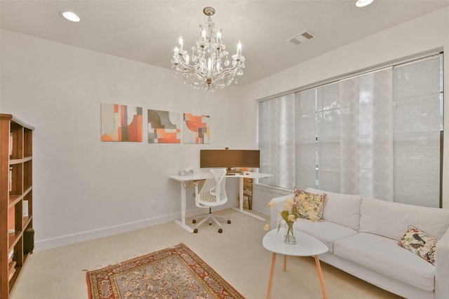3937 Law St, Houston, TX 77005 - carpeted office with a chandelier and recessed lighting