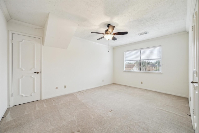 15718 Craighurst Dr, Houston, TX 77059 - carpeted spare room with ornamental molding, a ceiling fan, and a textured ceiling