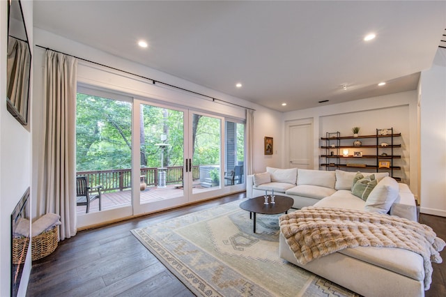 1121 Lashbrook Dr, Houston, TX 77077 - living area featuring hardwood / wood-style flooring and recessed lighting