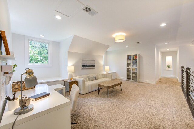 1121 Lashbrook Dr, Houston, TX 77077 - living area featuring light carpet and recessed lighting