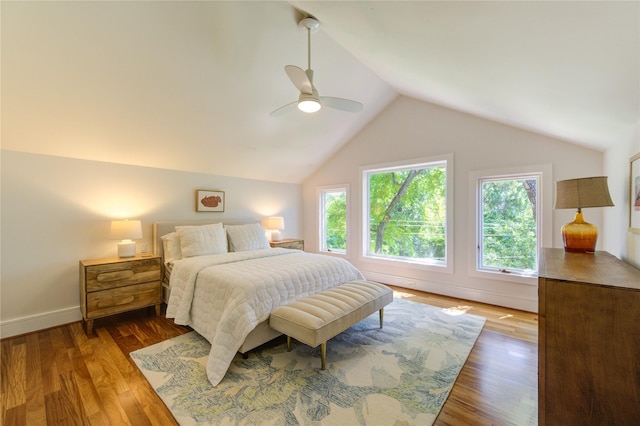1121 Lashbrook Dr, Houston, TX 77077 - bedroom featuring vaulted ceiling, wood finished floors, and a ceiling fan