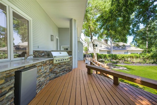 1121 Lashbrook Dr, Houston, TX 77077 - deck with exterior kitchen and a lawn