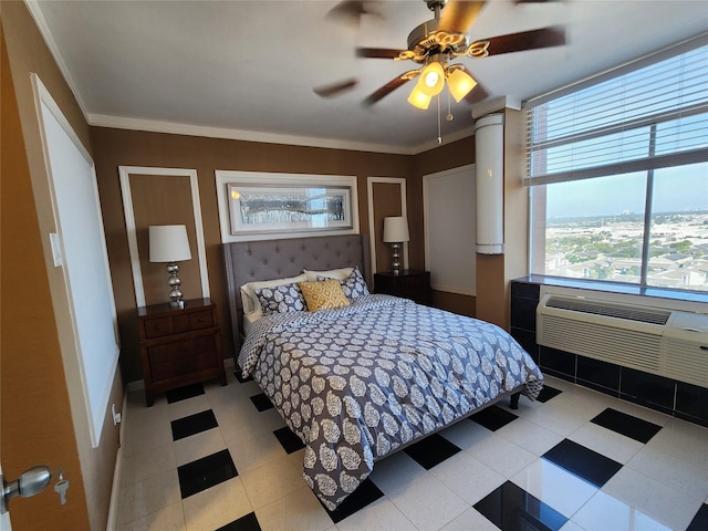7510 Hornwood Dr Unit 1606, Houston, TX 77036 - bedroom with ornamental molding and a ceiling fan