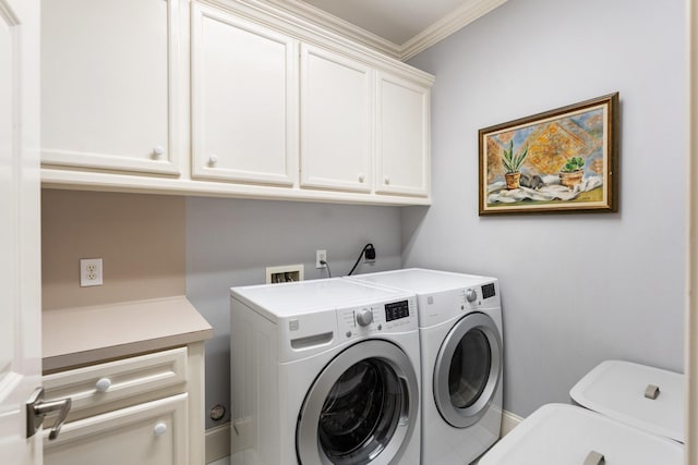 38 Hackberry Ln, Houston, TX 77027 - washroom with cabinet space, independent washer and dryer, and crown molding
