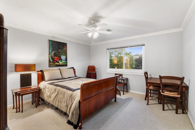38 Hackberry Ln, Houston, TX 77027 - carpeted bedroom with ornamental molding and a ceiling fan