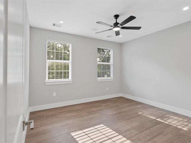 825 Paul Quinn St Unit E, Houston, TX 77091 - unfurnished room with wood finished floors, ceiling fan, and recessed lighting