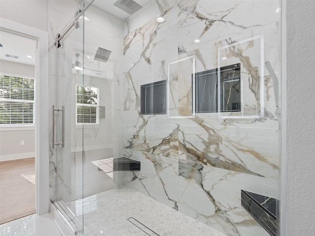 825 Paul Quinn St Unit E, Houston, TX 77091 - bathroom featuring a marble finish shower