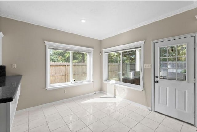 9110 Memorial Creek Dr, Spring, TX 77379 - unfurnished dining area featuring crown molding and healthy amount of natural light