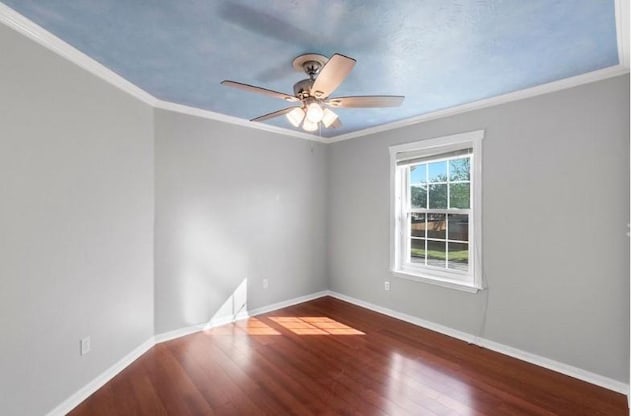 9110 Memorial Creek Dr, Spring, TX 77379 - unfurnished room featuring crown molding, ceiling fan, and wood finished floors