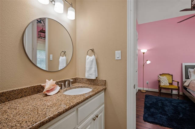 2790 Derby Ln, Madisonville, TX 77864 - bathroom featuring vanity and wood finished floors