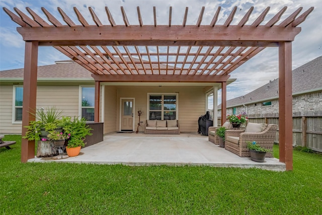 9119 Anna St, Needville, TX 77461 - view of patio / terrace featuring a pergola and an outdoor hangout area