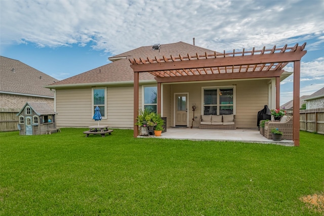 9119 Anna St, Needville, TX 77461 - rear view of property featuring a patio, a pergola, and an outdoor structure