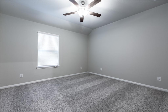 1202 Oak Barrel Run, Richmond, TX 77406 - empty room with ceiling fan, carpet flooring, and vaulted ceiling