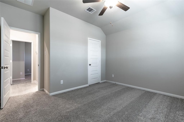 1202 Oak Barrel Run, Richmond, TX 77406 - unfurnished bedroom with carpet flooring, lofted ceiling, and a ceiling fan