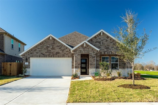 1202 Oak Barrel Run, Richmond, TX 77406 - view of front of property featuring an attached garage, driveway, brick siding, and stone siding