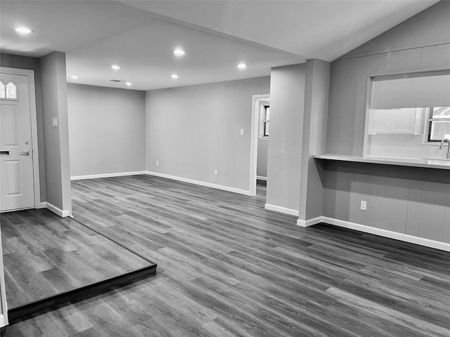 8826 Tanager St, Houston, TX 77036 - unfurnished living room featuring recessed lighting and dark wood-type flooring