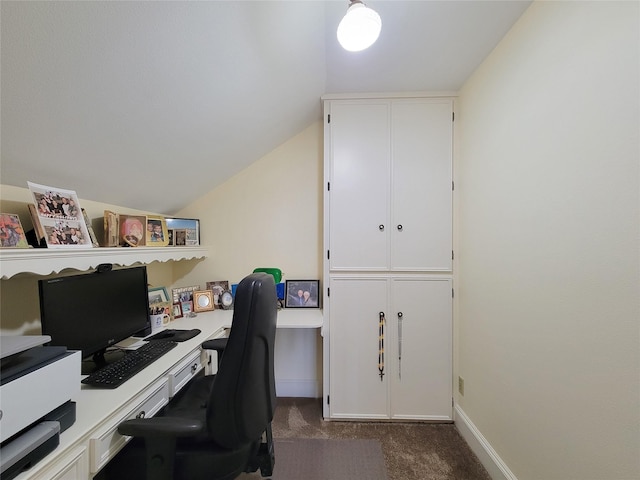 1406 Key St, Brenham, TX 77833 - office area with dark carpet and lofted ceiling